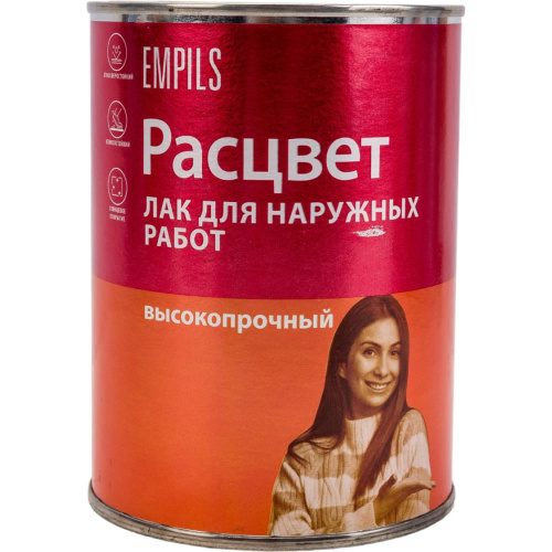 Лак Расцвет для наружных работ алкидный высокопрочный 0,8кг 6428