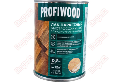 Лак Profiwood паркетный быстросохнущий,алкидно-уретановый,глянцевый Орех 0,7кг 73202