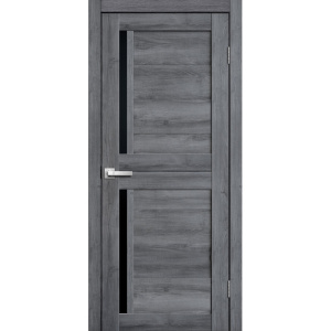 LITE DOORS L22 700х2000 Дуб Стоунвуд Черное стекло ПО Микрофлекс