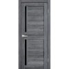 LITE DOORS L22 700х2000 Дуб Стоунвуд Черное стекло ПО Микрофлекс