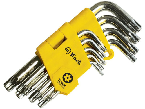 Набор L-образных ключей TORX с отверстием удлиненные 9шт (T10-T50) 64050