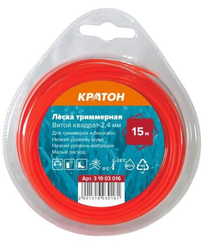 Леска триммерная Кратон Витой квадрат-2,4мм 31903016