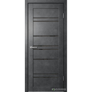 BARN B02 700х2000 Бетон темный Черное стекло ПО ПВХ