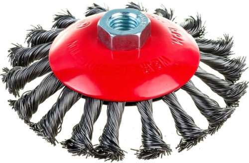 Щетка-крацовка (коническая) 125мм стальная витая проволока,гайка М14 021088003