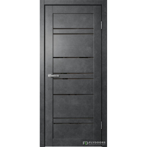 BARN B02 700х2000 Бетон темный Черное стекло ПО ПВХ
