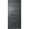 BARN B02 700х2000 Бетон темный Черное стекло ПО ПВХ