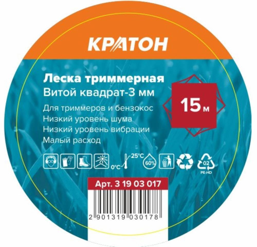 Леска триммерная Кратон Витой квадрат-3,0мм 31903017