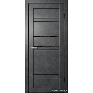 BARN B02 700х2000 Бетон темный Черное стекло ПО ПВХ